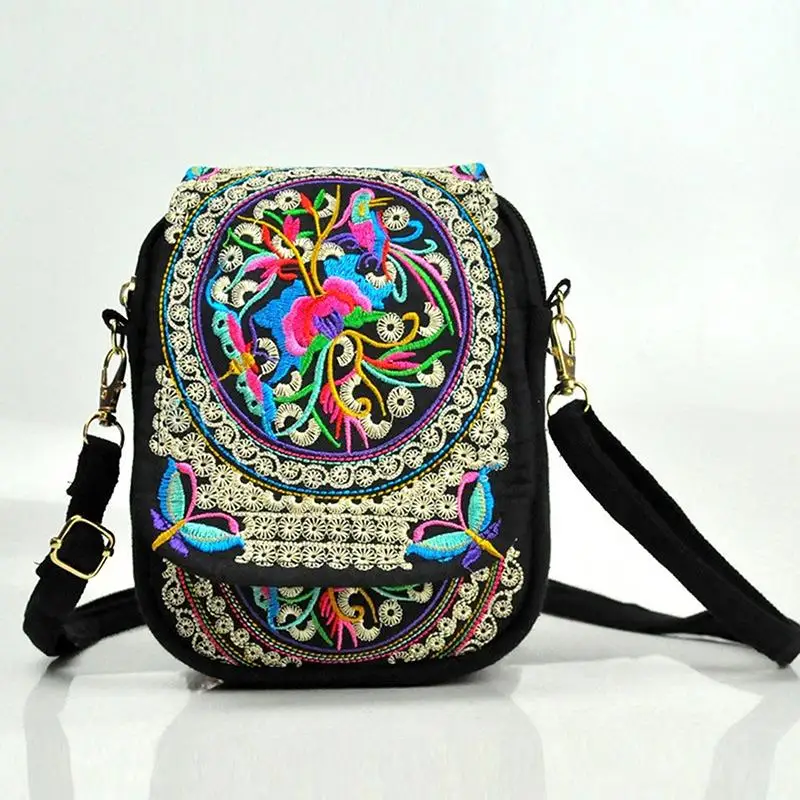 

Lady Stylish Ethnic Style Crossbody Bag Women Floral Embroidered Canvas Shoulder Bag Perfect Sling Bag For Daily Use