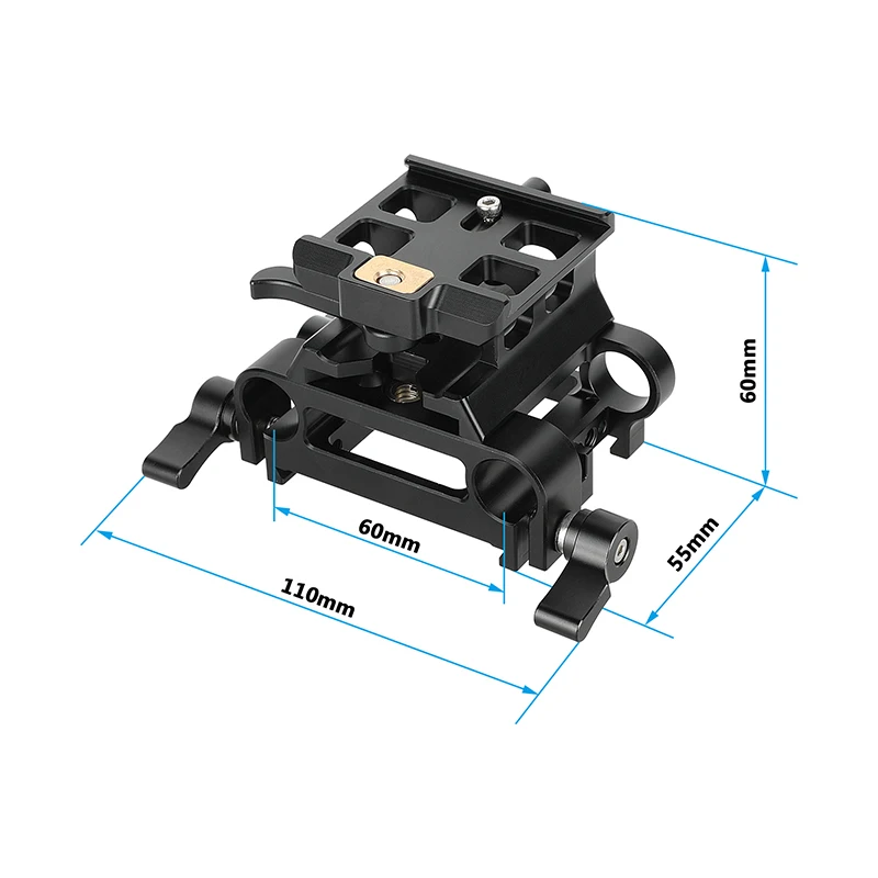 Arcaタイプのクイックリリースクランプを備えた15mmキャビネットベースプレート,カメラケージ用クランプ,ショルダーマウント,レールサポートシステム