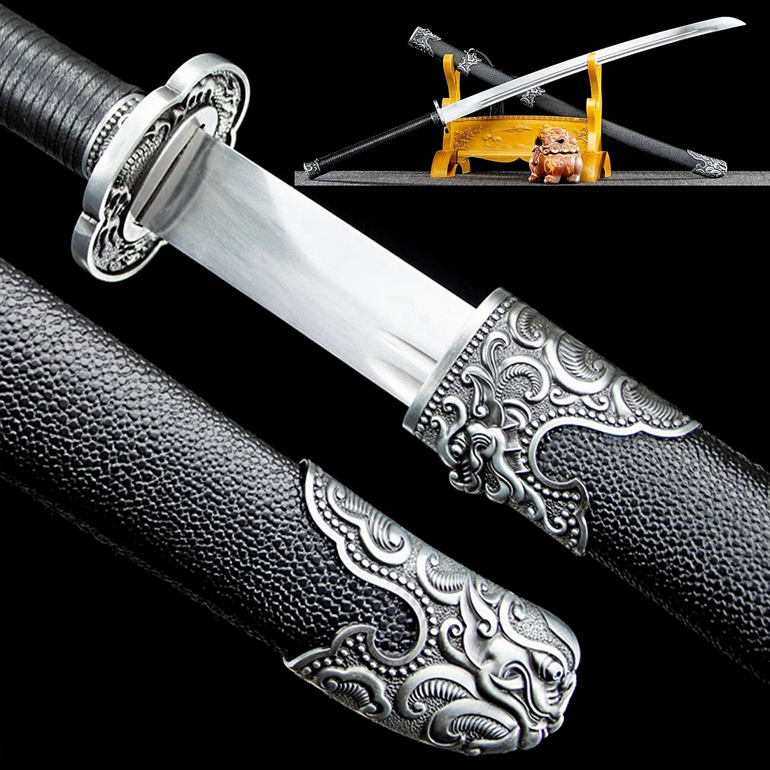 Handmade Chinese Saber Jian WuShu Functional Broadsword High Carbon Steel Blade Battle Knife KungFu Dragon Da Dao Sword