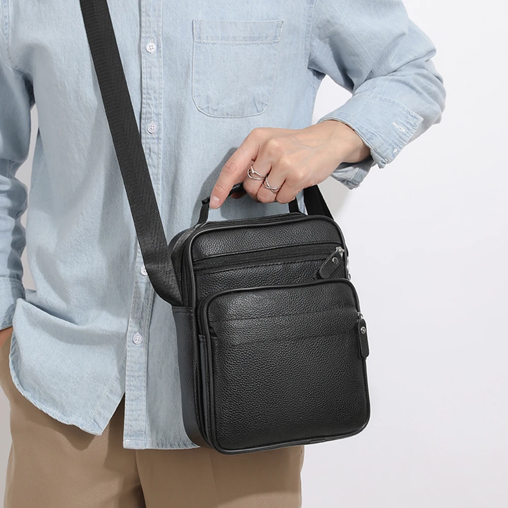 Bolso de negocios de cuero genuino para hombre, bolso de hombro cruzado Vintage, bolsa de teléfono móvil impermeable, bolsa de mensajero portátil