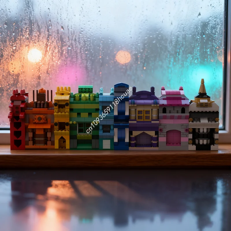 

1244 шт. MOC Радужные домики Классическая модель Строительные блоки Сборка DIY Творческая идея Игрушки Образование Рождественский подарок Кирпич Дети