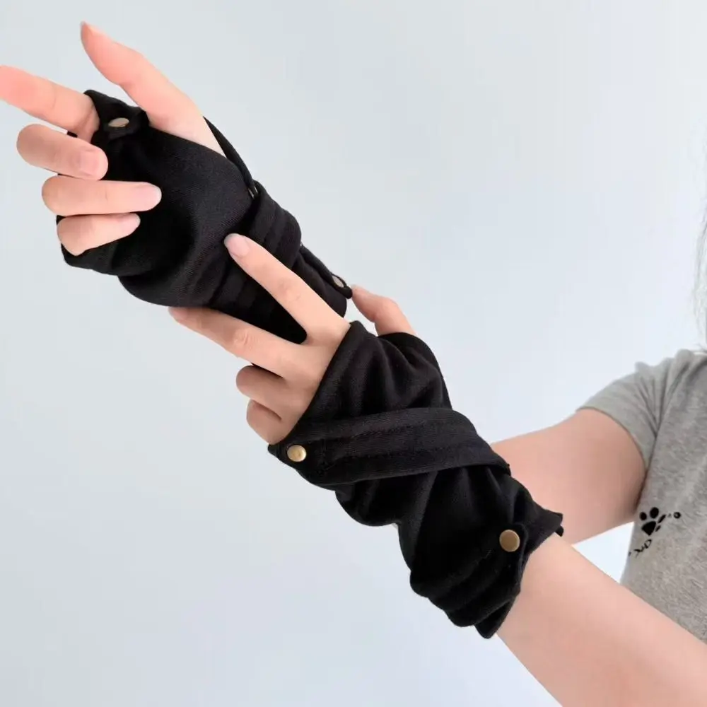 Snap-Button Closure Half Finger Gloves Decorative Design Warm Street Dance Gloves Breathable Unisex Fingerless Gloves