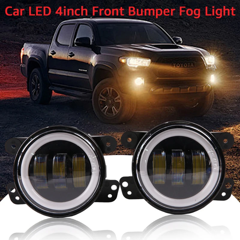 

4 Inch Car LED Headlight 30W LED Fog Light With White Halo Ring DRL Amber Turn Signal Lamp For Jeep Wrangler JK TJ LJ Dodge