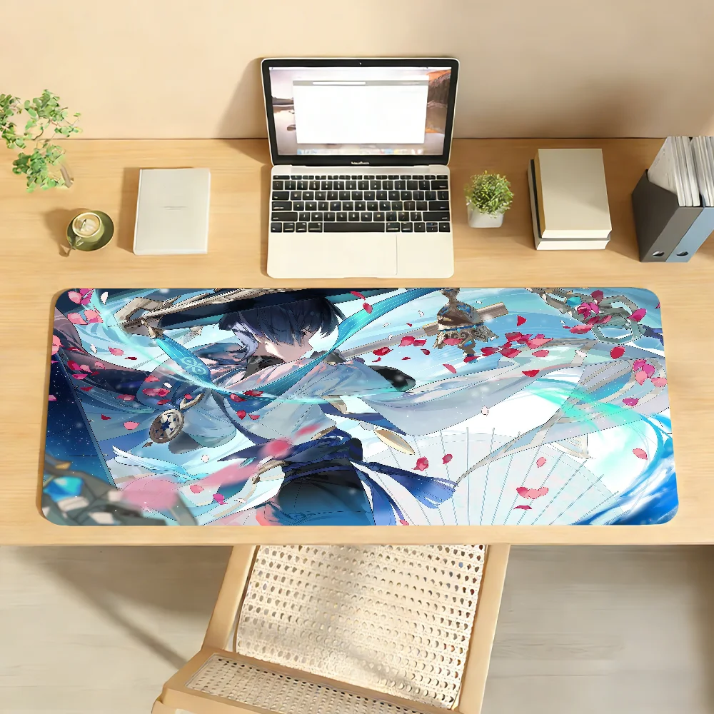 Wanderer Genshin Impact Mouse Pad Non-slip Locking Edge DeskMat PC Laptop Accessories Rubber Office Keyboard Game 350x900x3mm