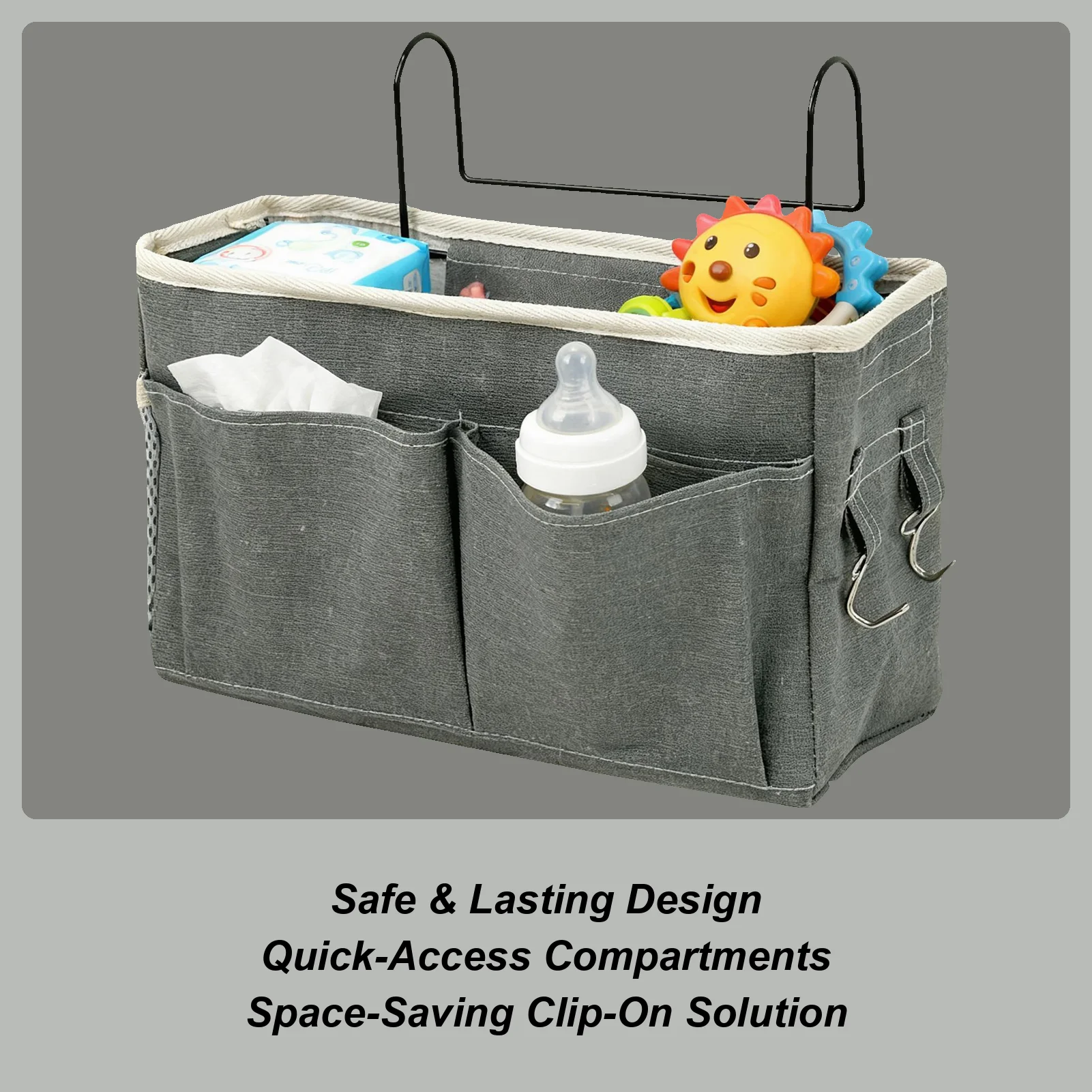 Nachttisch-Aufbewahrung, platzsparend, verstellbar, für Kinderzimmer, Nachttisch, Windeltasche für Wohnheim, Etagenbett, Schlafzimmer, Kinderzimmer, Reisen, Babyflaschenspielzeug