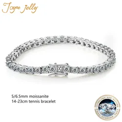 JoyceJelly 14-23cm 5/6.5mm 100 Faced Cut Moissanite Tennis Bracelet For Women Men S925 Sterling Silver Sparkling Fine Jewelry