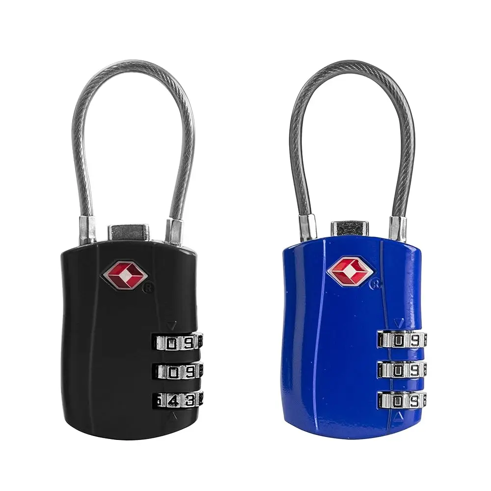 

TSA Locks for Luggage, Small Padlock Combination with Cable, Luggage Locks TSA Approved, Combo Padlock with Code, for Travel