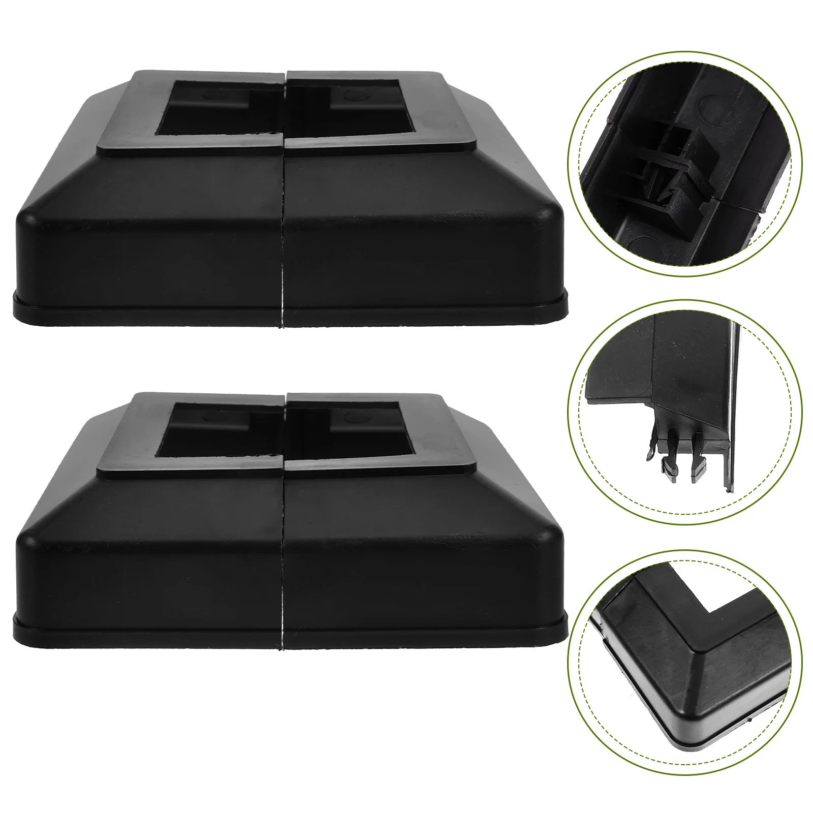 

2 Pcs Deck Square Tube Decorative Cover Fence Post Cap Replacement Lamp Decks Dock Covers Black Split