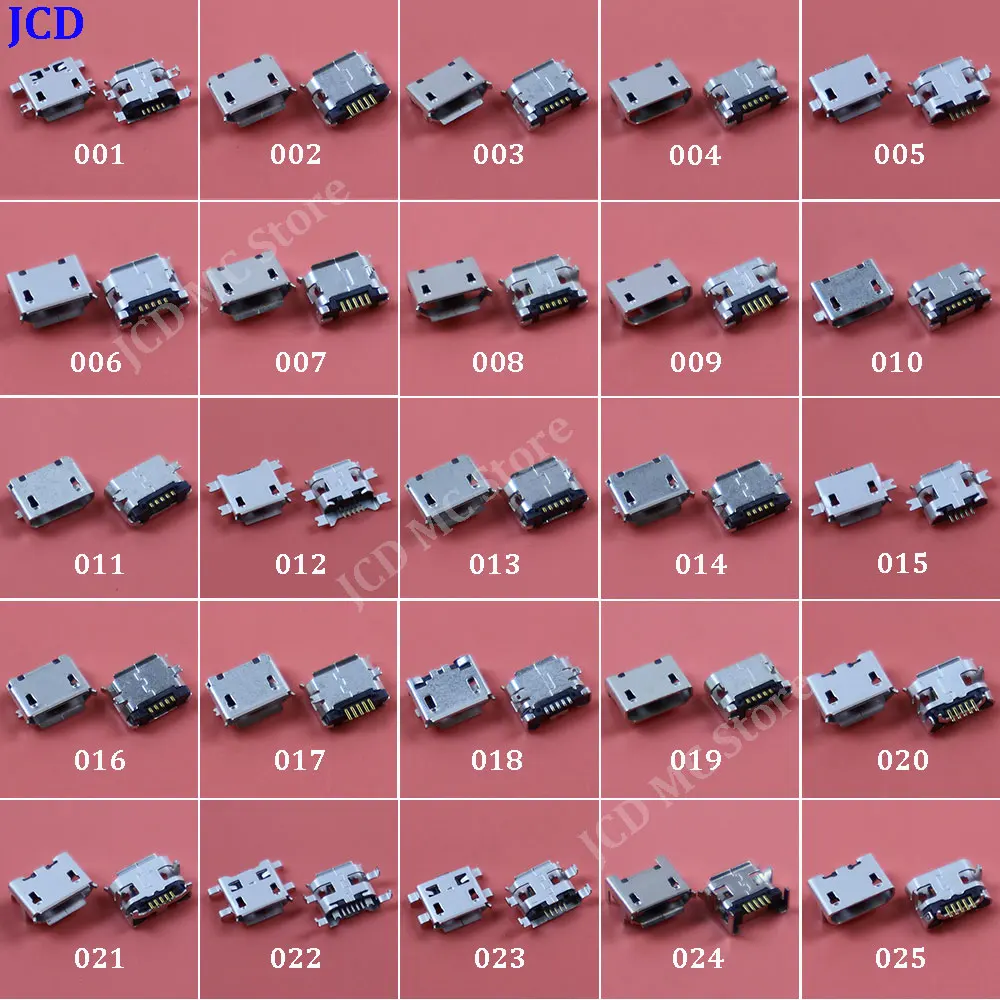 25 Models 5Pin Micro USB Jack Socket Charging Port Connector For Samsung Huawei Lenovo HTC Nokia Tablet PC Etc Mobile Tablet GPS