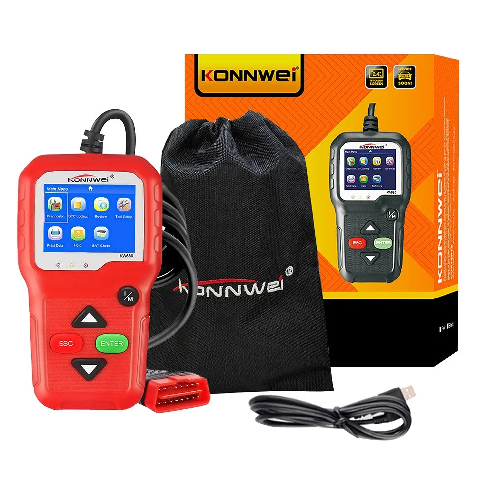 

KONNWEI KW680 Car Diagnostic Auto Diagnostic-Tool Read Clear Fault Error Codes OBD2 Automotive Scanner Red