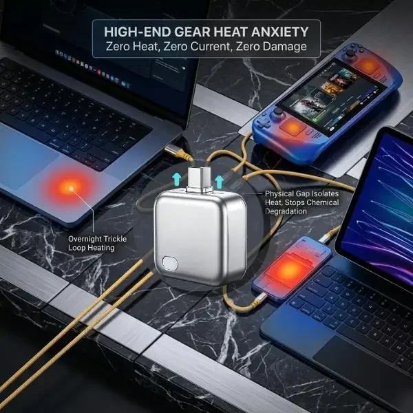 Smart stop charge adapter with physical disconnect