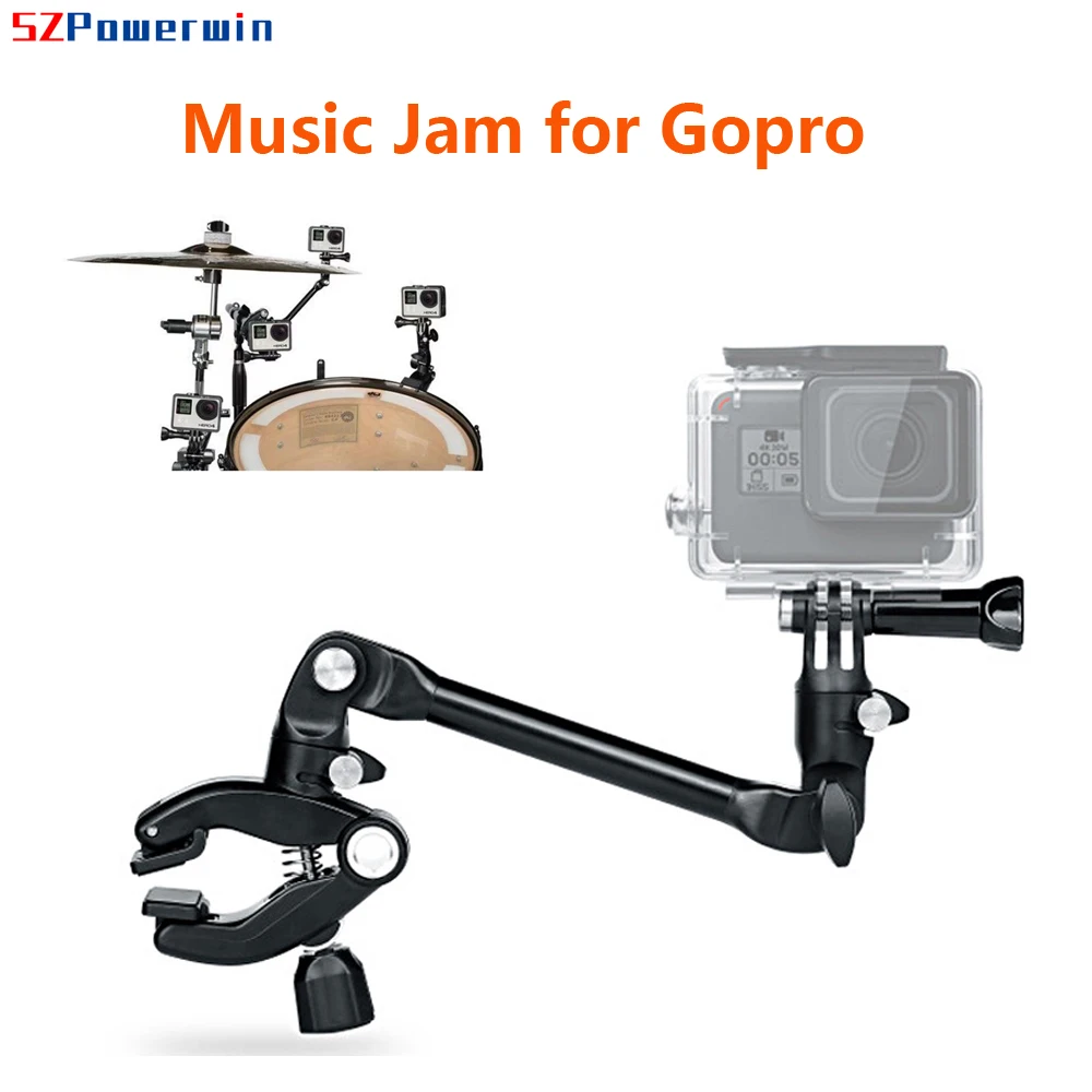 Suporte de Fixação Powerwin Music Jam para GoPro Hero 11 10 9 8, Braço Flexível para SJCAM SJ4000 SJ5000 Xiaomi Yi 4K e Guitarra