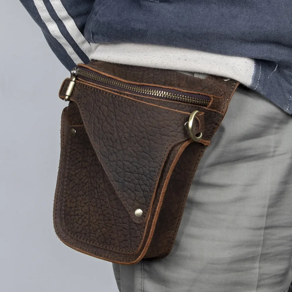 Genuine Leather Waist Pack for Men, Vintage Crazy Horse Sling Bag