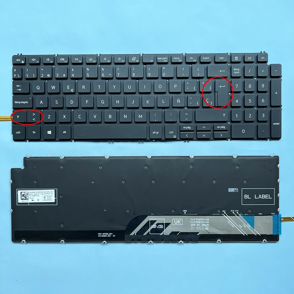 5590 Spanish Keyboard For Dell Inspiron 5584 5591 5594 5598 5593  5501 5502 3505 3501 7790 7500 7501 7591 7590 7790 P90F Backlit