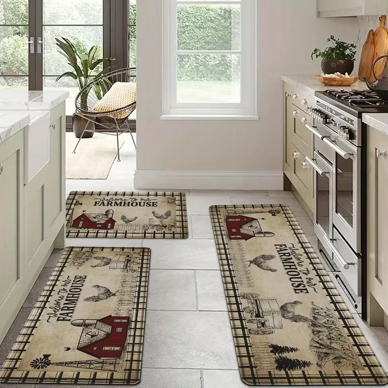 Anti Fatigue Mat - Tapetes de Cozinha Estilo Fazenda Antifadiga
