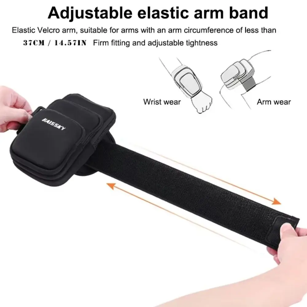 Three Pockets Running Phone Bags Large Capacity Phone Holder Arm Band Pouch Headphone Card Storage Bag Mobile Phone Arm Bag