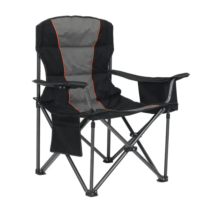 Comfortable Oxford fabric oversized padded camping folding chair with cup holder heavy-duty support adult lawn beach chair