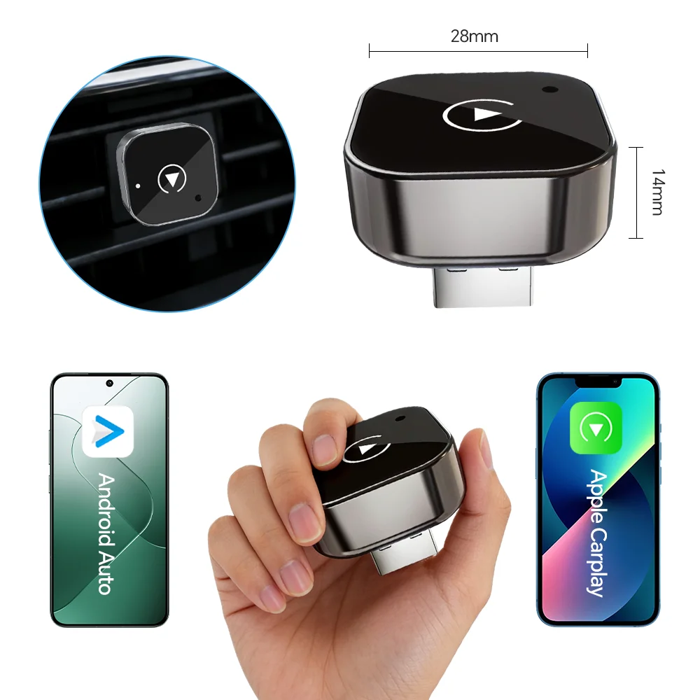 

Беспроводной адаптер Gallop Sprite 2 в 1 для CarPlay и Android Auto, умный AI-бокс с функцией Plug and Play для всех автомобилей с проводным CarPlay.