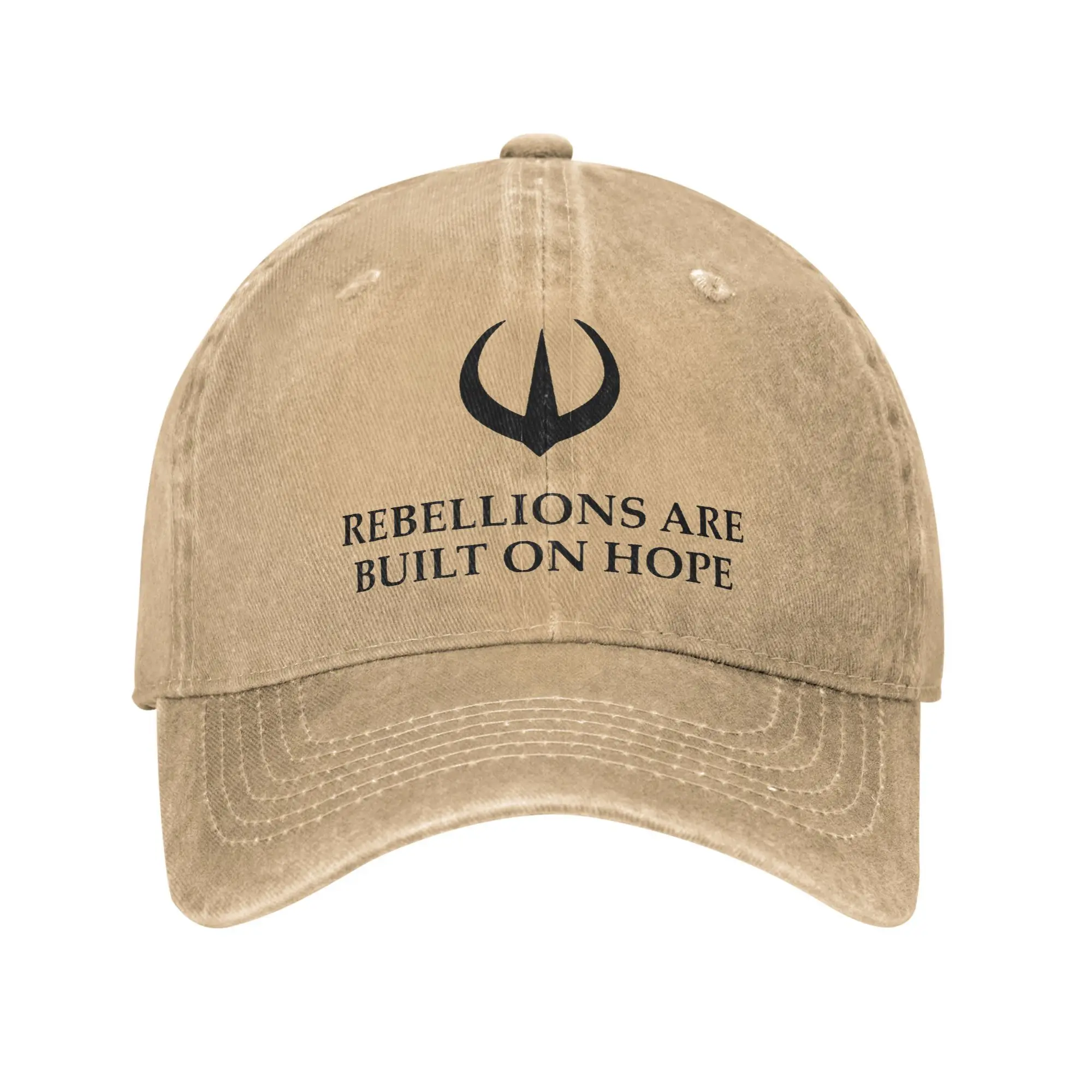 

Rebellions Are Built On Hope Andor Quote Baseball Cap Fashion Distressed Washed Headwear Unisex Outdoor Travel Adjustable Hats