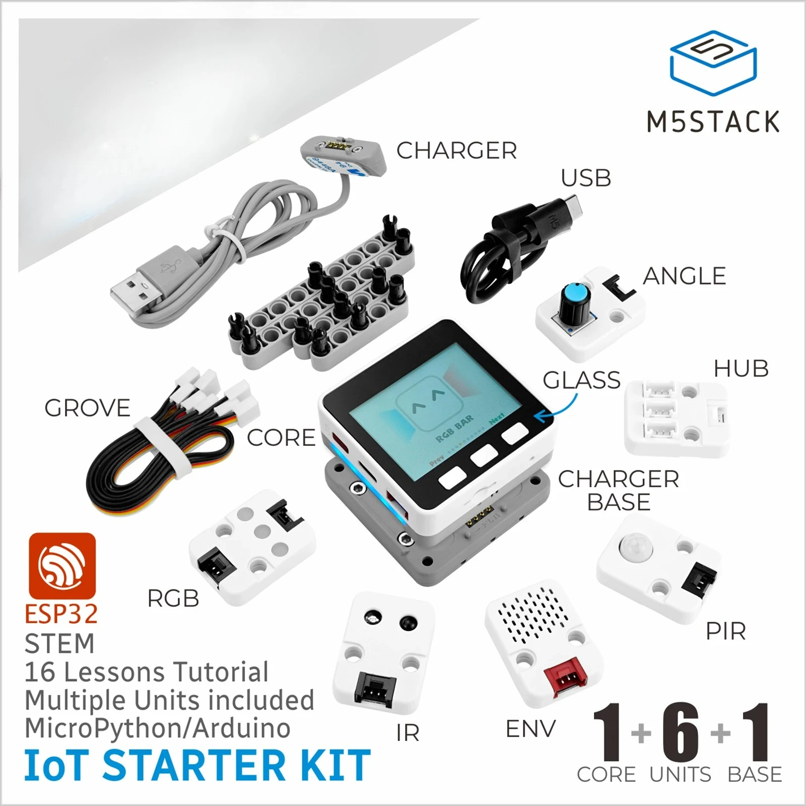 FOR  Official M5GO IoT Starter Kit V2.7 ESP32 Learning Kit Sensors Grove Modules