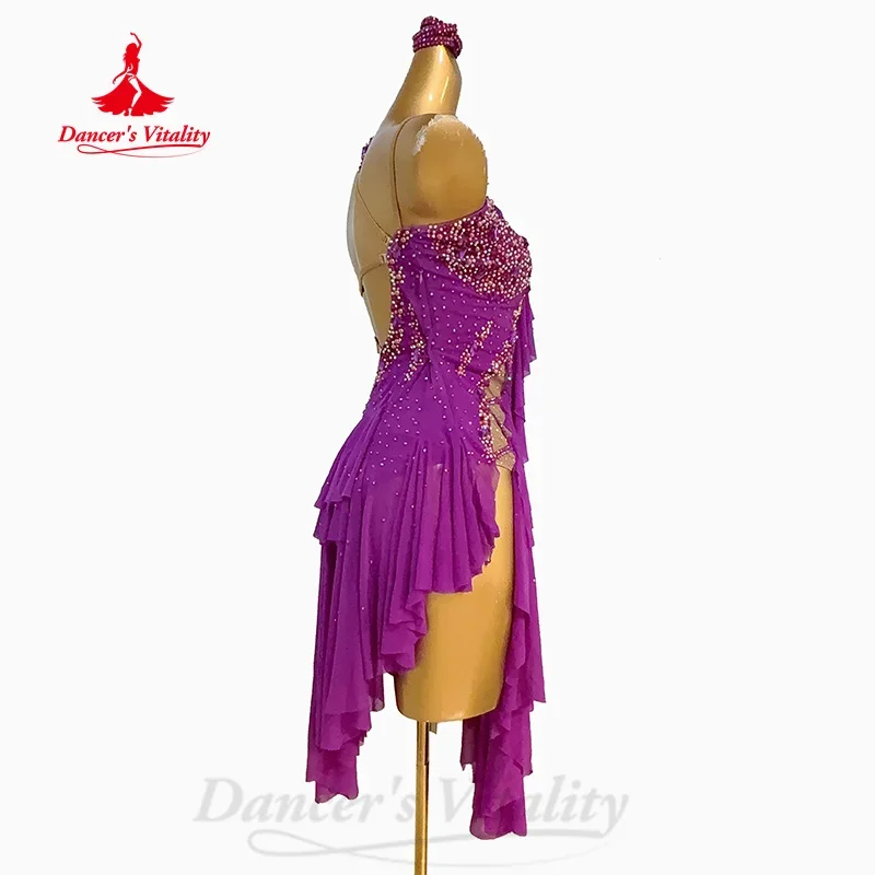 Latin Dance Performance Costumes Customized for Adults and Children Tango ChaCha Samba Competition Dresses Sexy Backless Dress