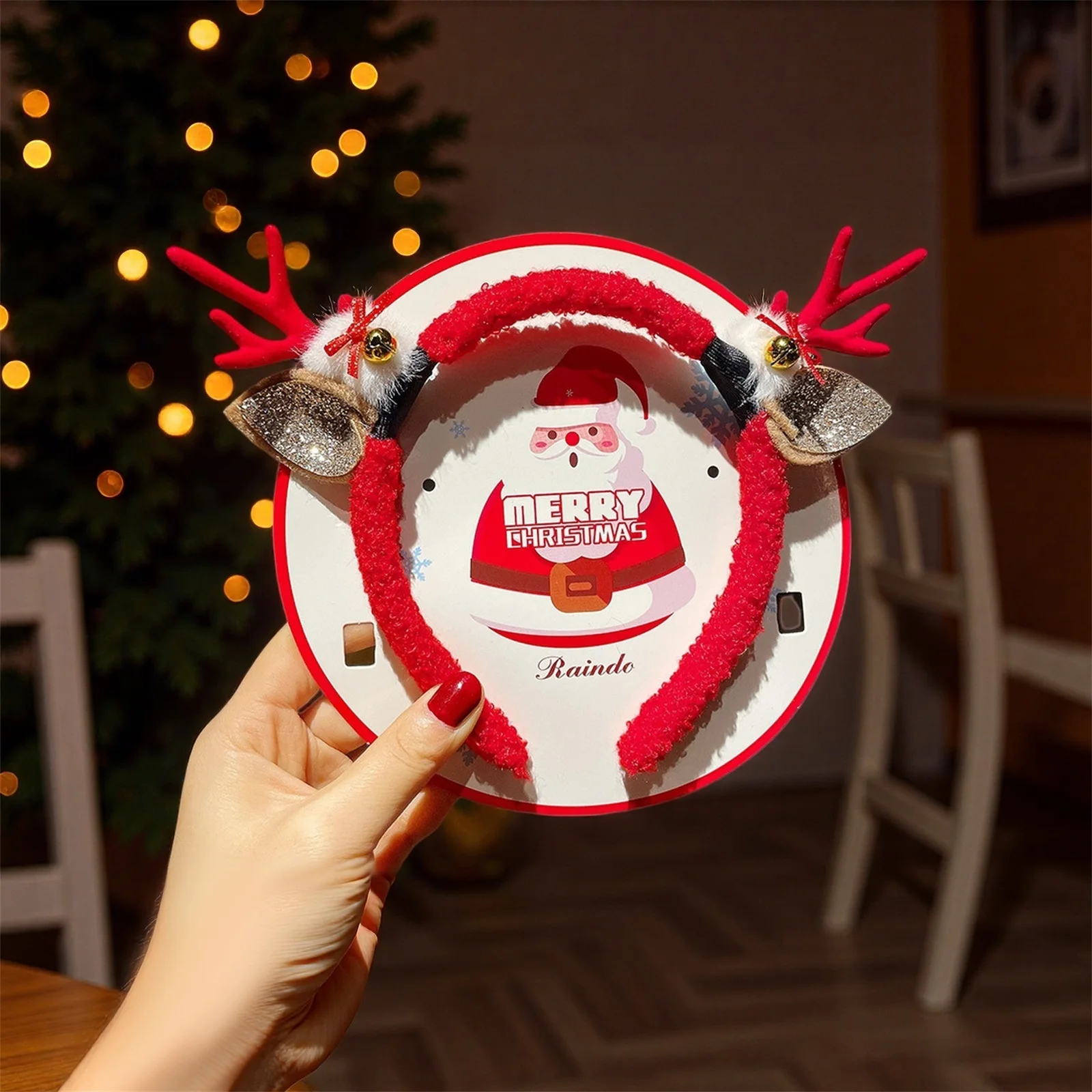 عصابات رأس على شكل قرون الرنة للأطفال البالغين مع أجراس، إكسسوارات شعر إبداعية لطيفة للعطلات للحفلات التنكرية