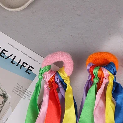 

Children's Wrist Ribbon Team Sports Pompom Cheerleading Big Match Pom Club Dance Props Elastic Bracelet With Elastic Rope