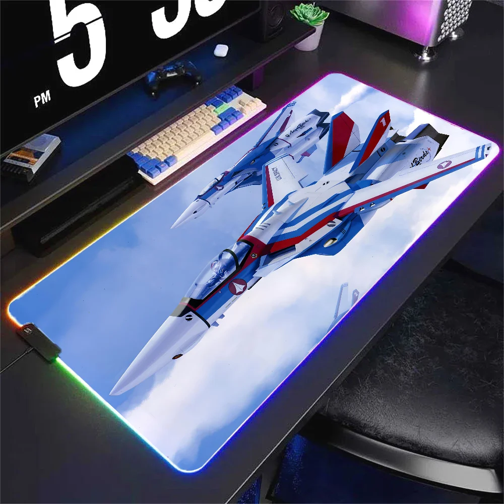 Veritech Macross Mousepad XXL RGB Gaming Mouse Pads HD Black Gamer Accessories Large LED