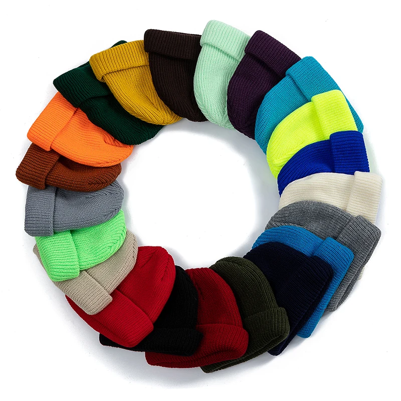 Hot Sale Daily Fisherman Beanie Hat Unisex Sailor Style Autumn Beanie Ribbed Knitted Hats for Men Women Short Melon Winter Hat