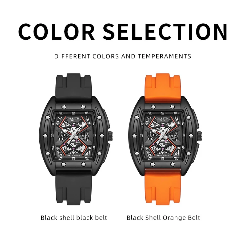 ساعات للرجل مقاوم للماء مضيئة ساعة يد رجالية موضة الجوف الهاتفي ساعة رياضية العلامة التجارية الأعلى سيليكون حزام الرجال الساعات على مدار الساعة