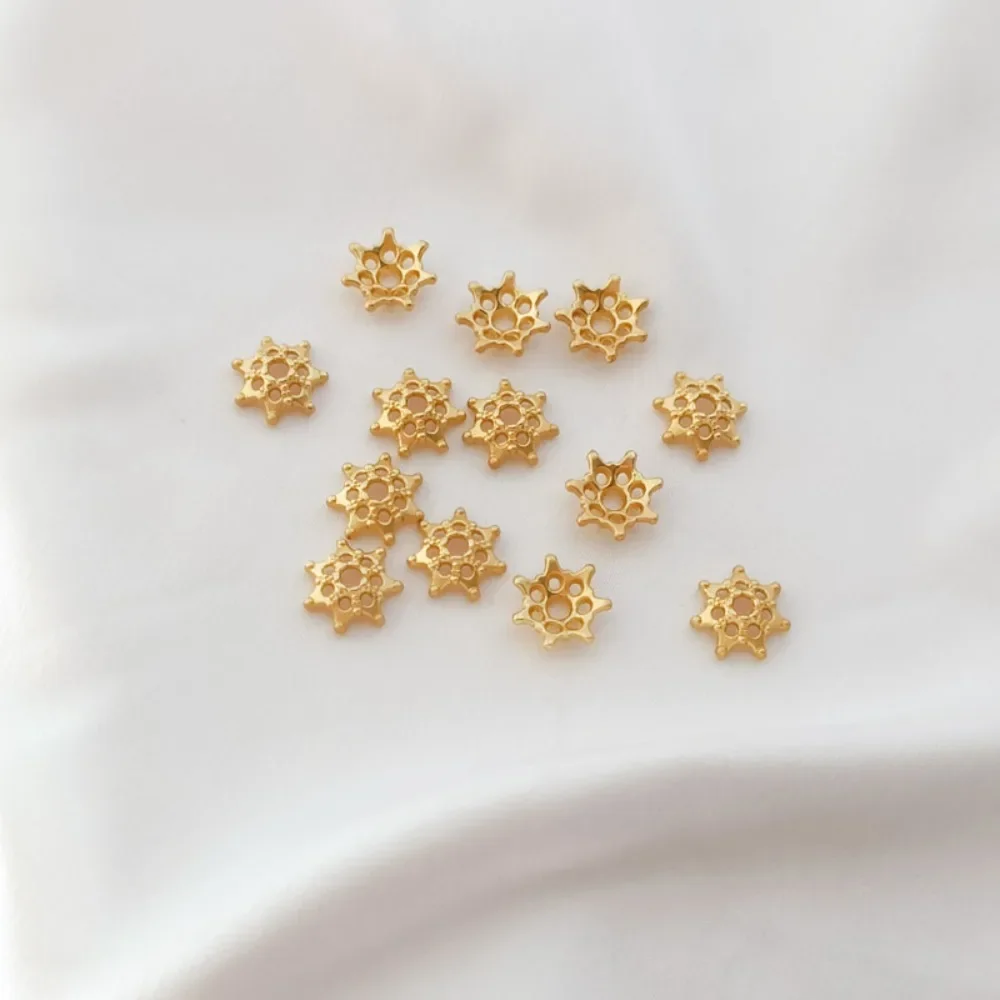 

Ancient Method Gold 18K Matte Gold Hollowed-out Flower Hat, Beads and Loose Beads, Handmade DIY Jewelry Accessory Materials