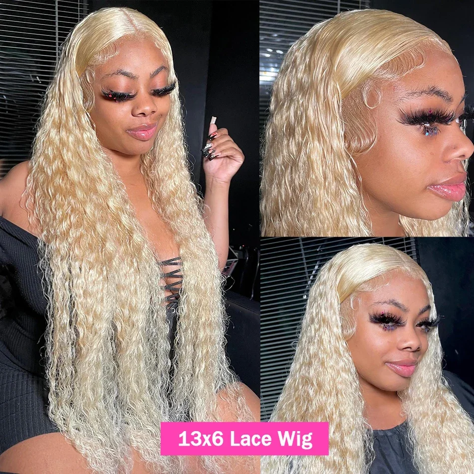 Perruque Lace Front Wig Deep Wave Naturelle Bouclée, Cheveux Humains, Blond, HD, Coloré, 13x4, 13x6, 613, pour Femme