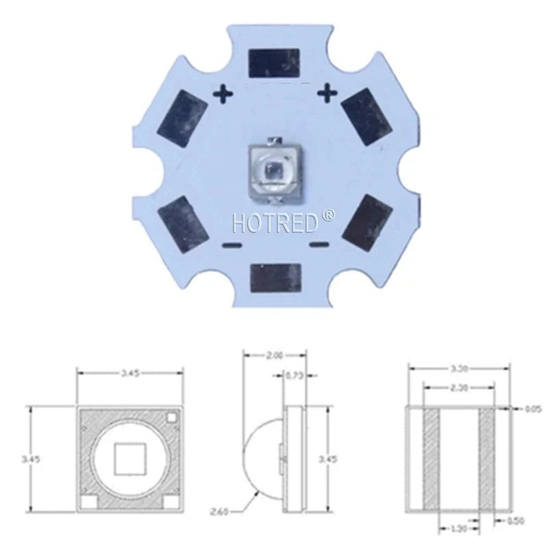 10pcs 3W 3535 EPILEDs Infrared IR 850NM 730NM 940NM High Power LED Diode Emitter with 8mm / 12mm / 14mm / 16mm / 20mm PCB