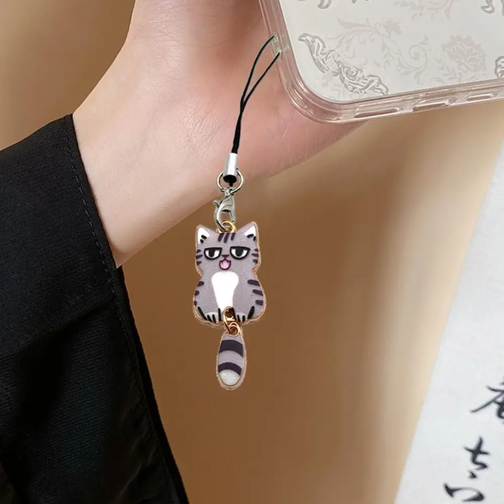 Kitten Pendant Cat Phone Strap Anti Lost Wag Tail Y2K Phone Charm Cute Cellphone Chain Phone Lanyard Bag Decor Backpack Ornament