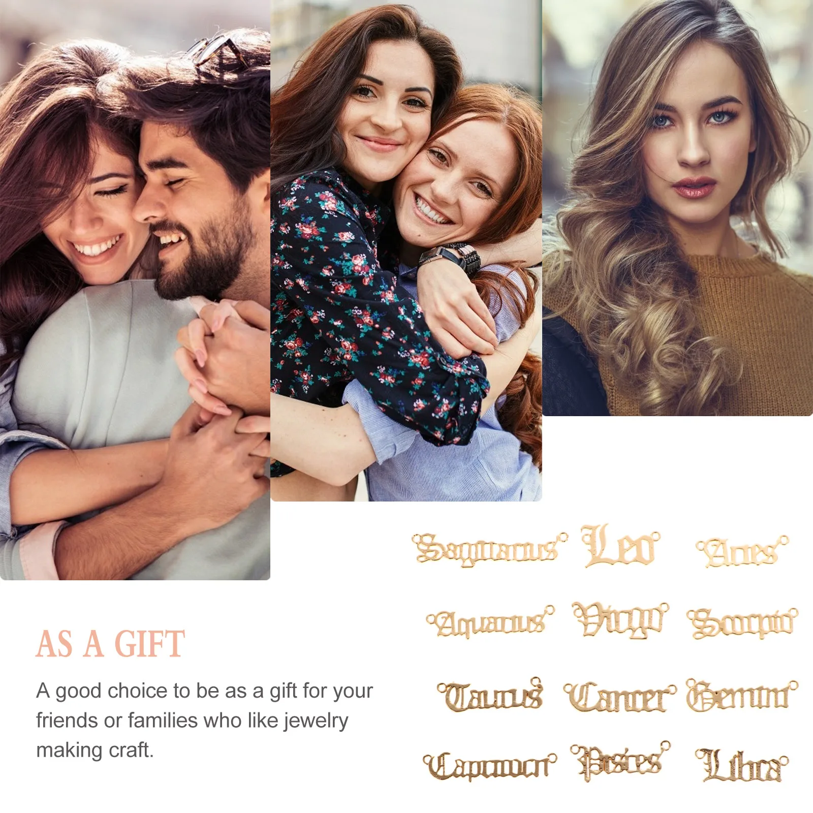 24 szt. Zawieszki z znakami zodiaku, naszyjniki w stylu vintage, stopowe amulety szczęścia, biżuteria DIY, idealne do naszyjników i bransoletek.