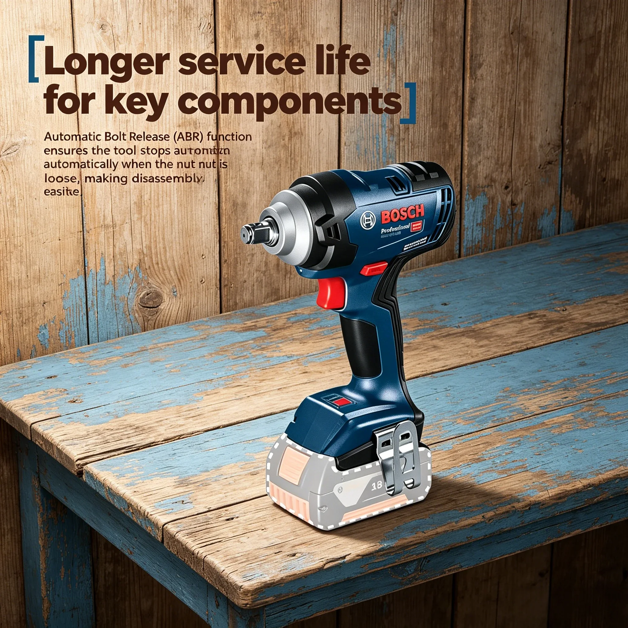 Bosch GDS18V-400 Professional Cordless Impact Wrench, 18V Lithium-Ion Handheld Power Tool