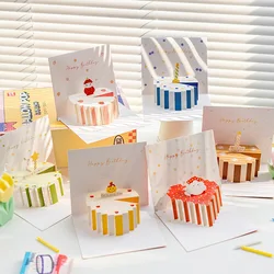 3D Birthday Cake Pop-Up Greeting Cards Happy Birthday Card For Kids Friends Family Postcards Gifts with Envelope