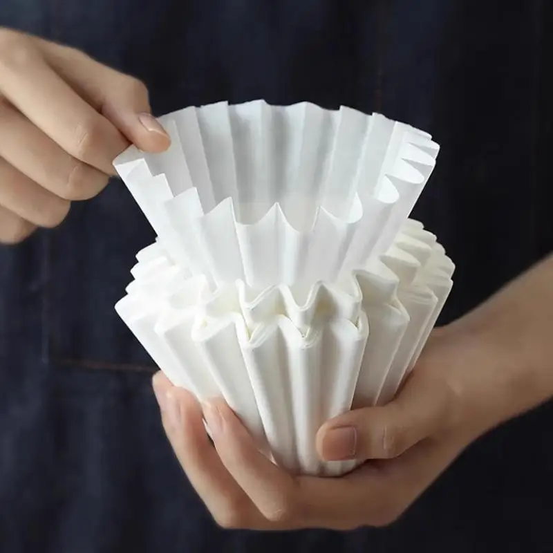 50pcs Pour Over Coffee Filter Papers 50 Sheets; Fits Coffee Dripper & 1-2/2-4 Cups Wave Dripper Coffee Filter Papers