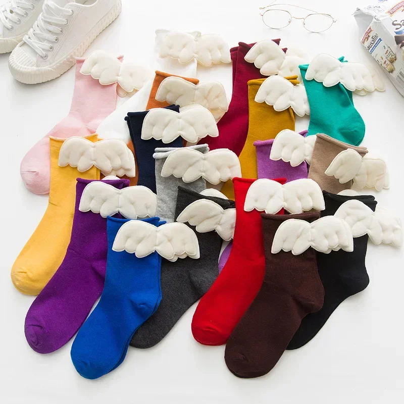 New Fashion Girl Angel Wings Soft Kids Breathable Warm Wings Socks Cotton Socks Girls Teenager Cosplay Sweet Style Socks