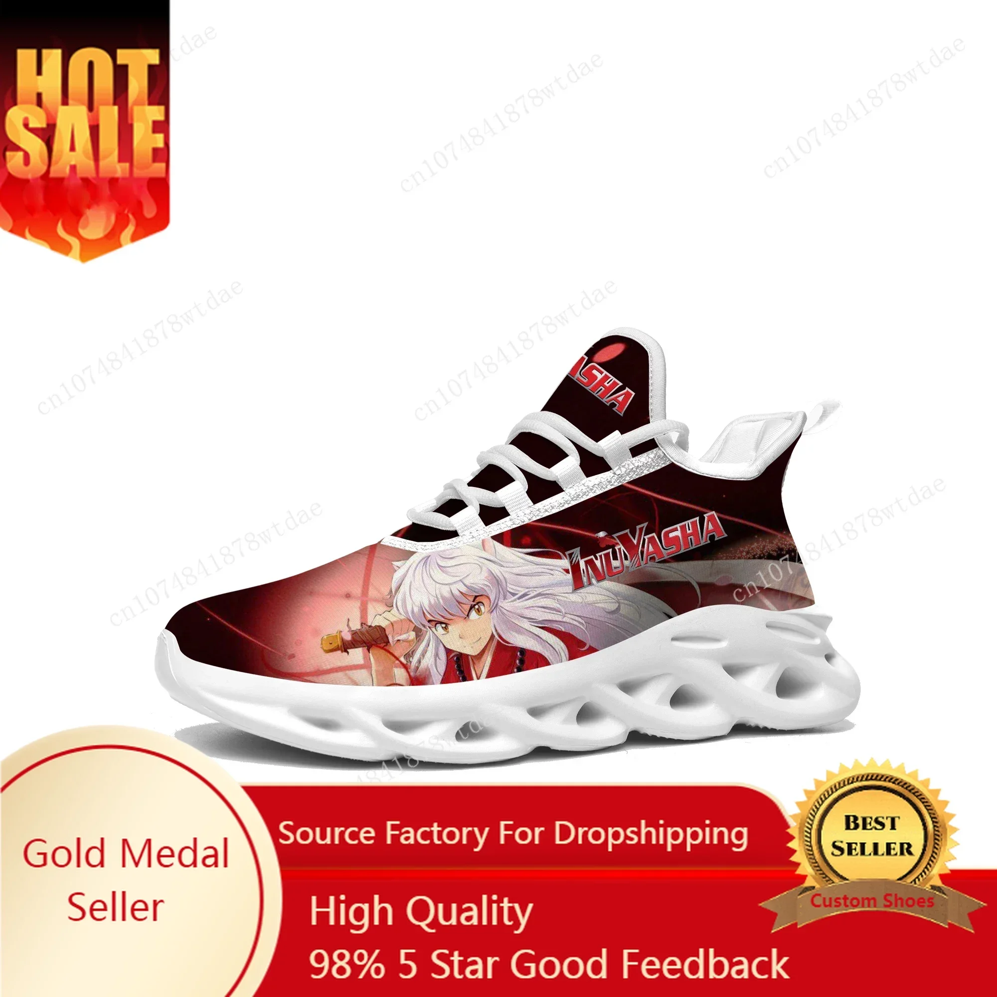 

Inuyasha Flats Sneakers Men Women Teenager Sports Running Shoes High Quality Japanese Anime Cartoon Custom Lace Up Mesh Footwear