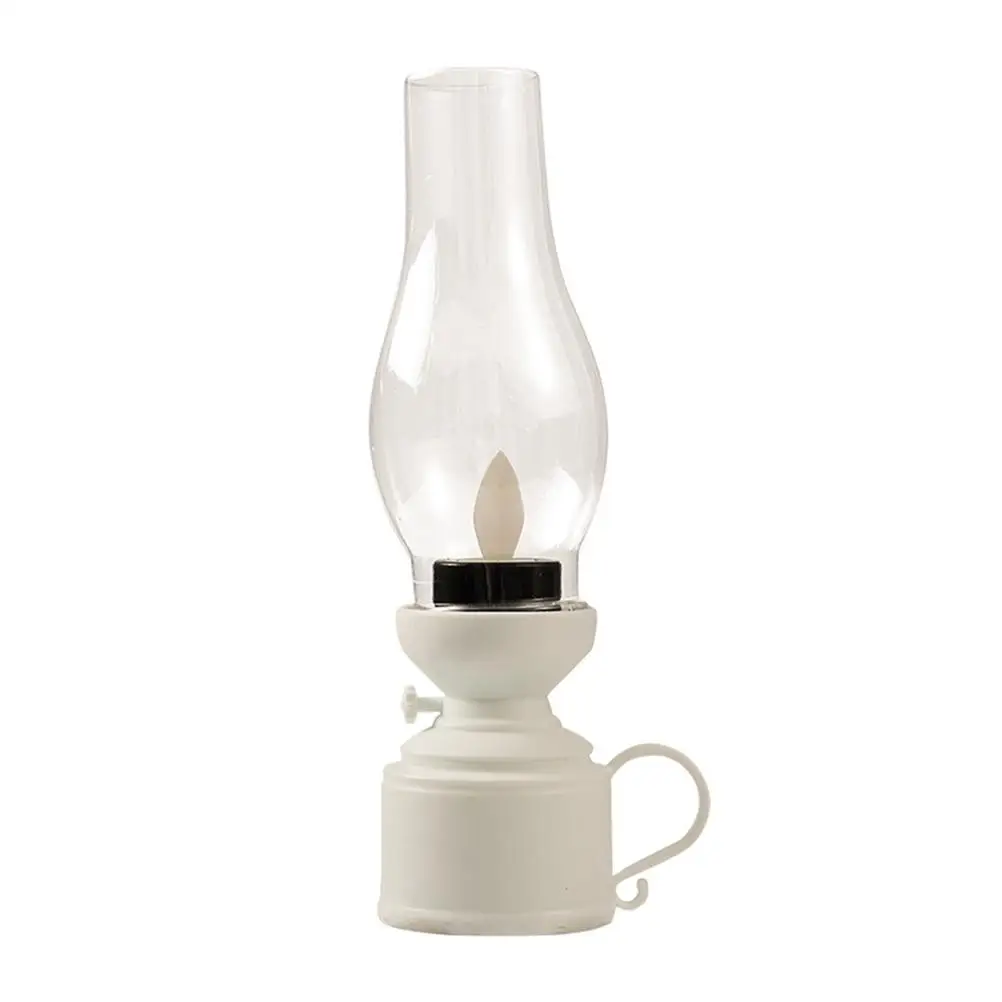 LED Kerosene Lamp Vintage Night Light Decorative Oil Lantern for Home Bedroom Garden Flameless Plastic PP Retro Style