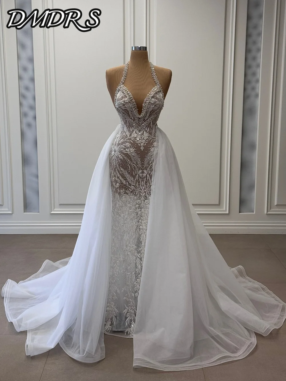 

DMDRS Halter Evening Dress 2025 Removable Skirt Party Gown Classic A-line Applique Floor-Length Party Dresses rochii luxury