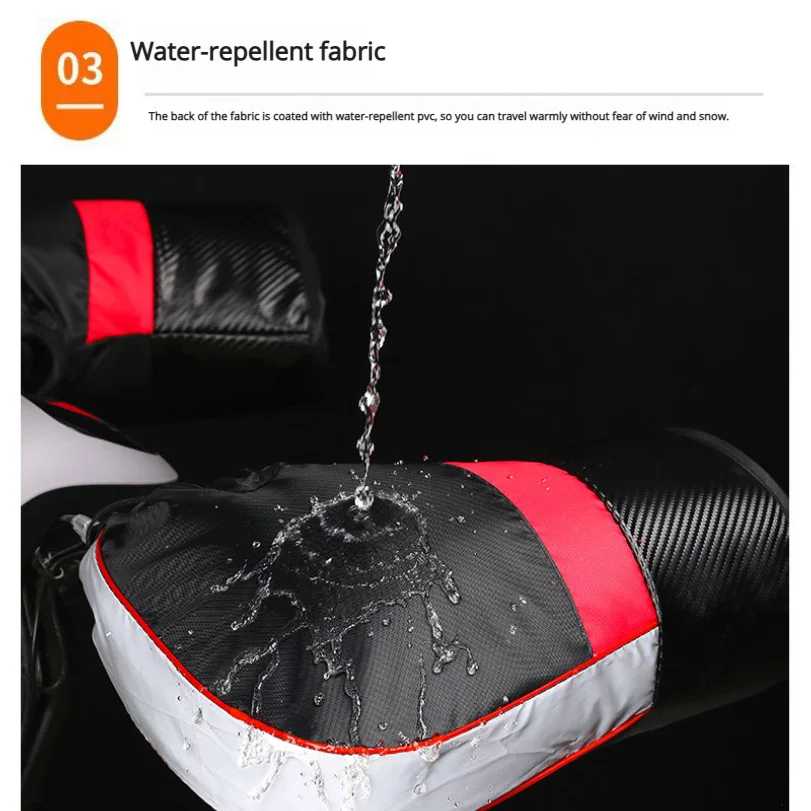 مقابض مقود الدراجة النارية، قفازات شتوية دافئة مضادة للرياح للدراجة الكهربائية مع بطانة وشريط عاكس مقاوم للماء وسميك #3