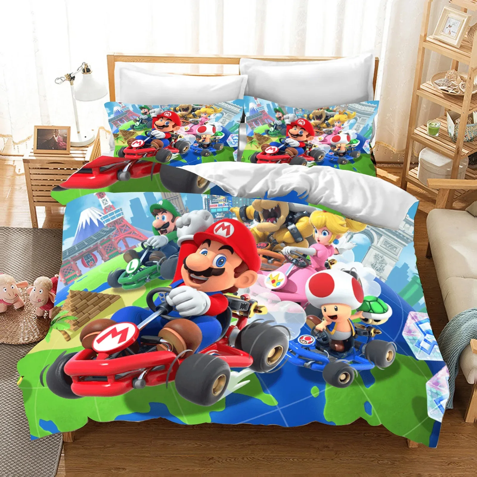 Super Mario Duvet Cover Pillowcase Boy Bedding Set for Teen Boy Girl Birthday Gift Cartoon Style Bedroom Decoration Full Size