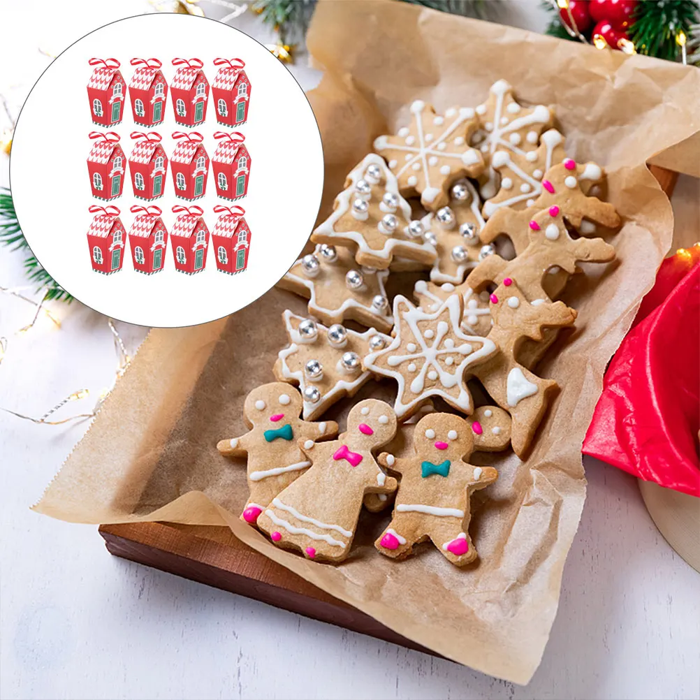 

20pcs Candy House Cookie Boxes Christmas Gift Box For Sweets Wrapping Party Kids Present Treats Packaging Sturdy Holiday