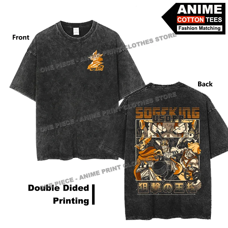 

Anime One Piece -GOD · Usopp T-shirt Double Sided Print Clothing y2k Street styl Men Women Short Sleeve Retro Cotton Loose Tees