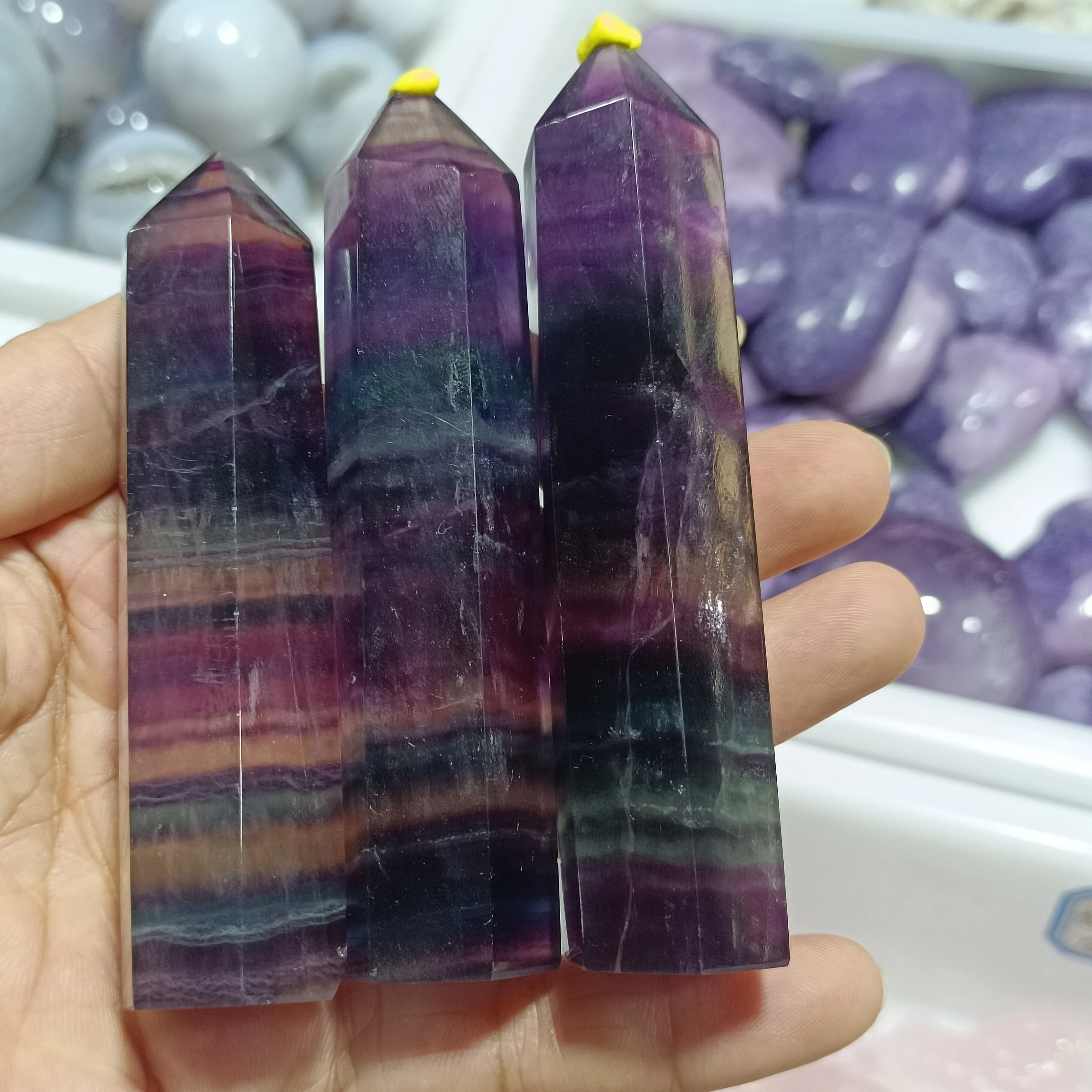 Natural Seven Colorful Fluorite Little  Column Crystal Energy Mineral Home Office Decoration Craft Gifts 90-110mm