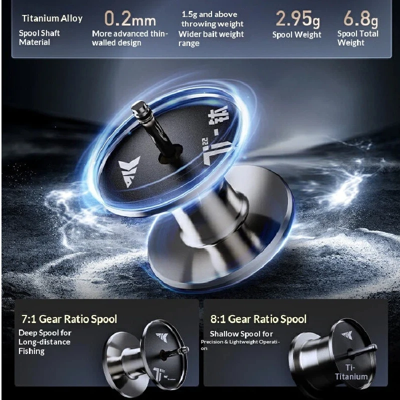 KastKing Genuine Baitcasting Reel Spool Titanium Alloy Lightweight Long Casting Micro Fishing Stream For Bass Perch Angling