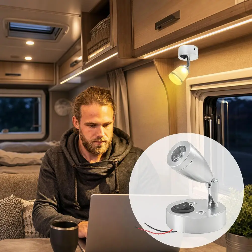 12V-24V 3W Leselampen Wandlampe für LKW Wohnmobil Yachten Kabine Nachttisch, Campingbus Wohnwagen Boot RV Beleuchtung – Detail 8