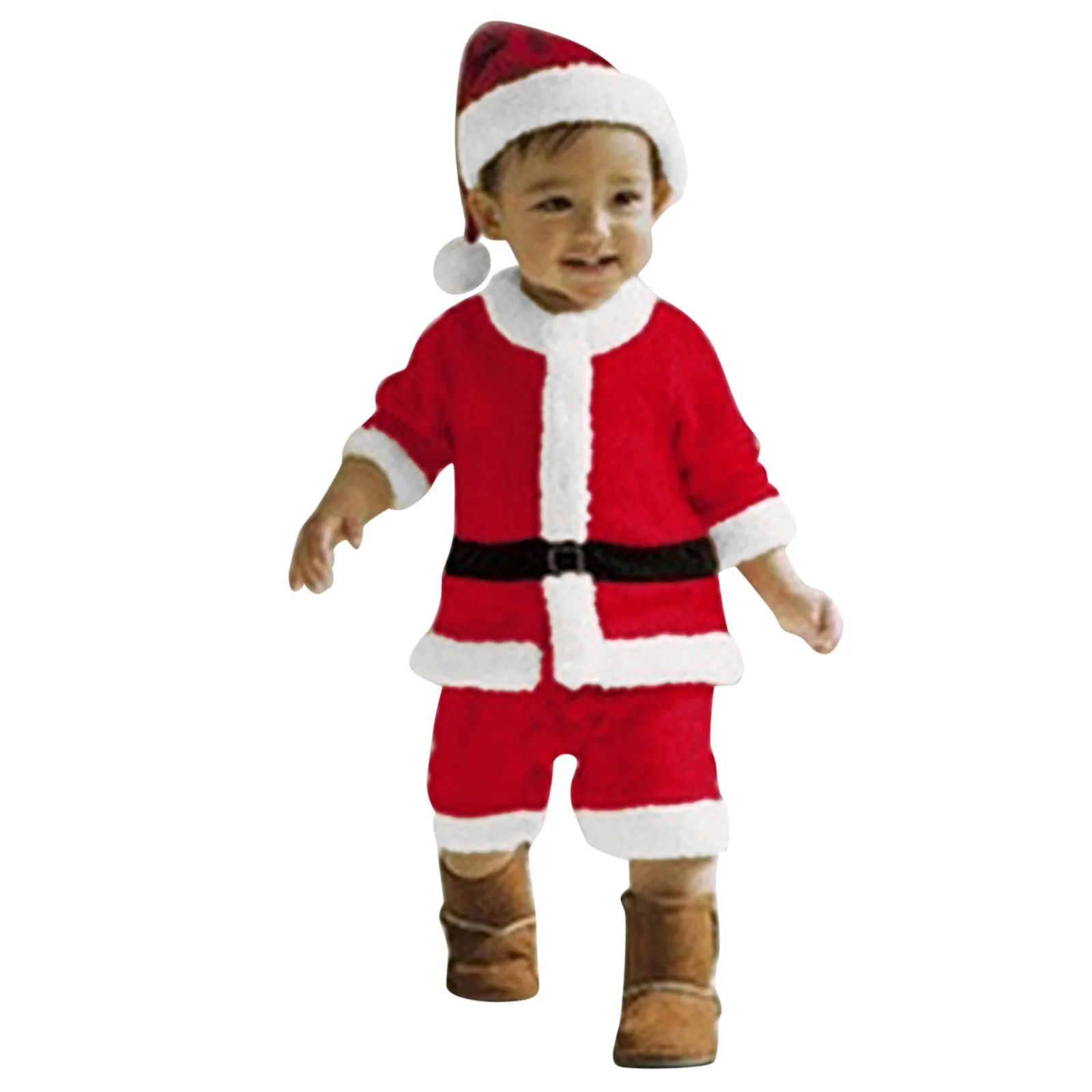 Infant Girls Baby Boys Cosplay Xmas Costume Set Christmas Santa Clause T-Shirt Tops Xmas Pants With Hat Kids Outfits Sets 3Pcs